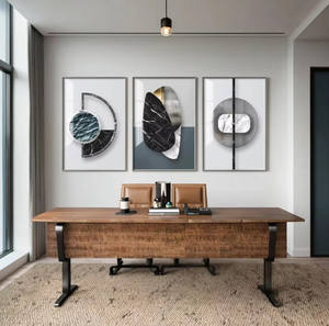 Tríptico moderno para sala de estar, comedor, cocina, cristal, porcelana, arte de pared, <span class=keywords><strong>cuadro</strong></span> abstracto personalizado, pintura decorativa impresa - Product Image 2