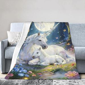 Assorted Print Moonlit Wolf Flannel Blanket <b>Throw</b> Blanket Nap Blanket <b>Super</b> <b>Soft</b> Machine Washable for Winter Warmth Custom Print - Product Image 5