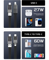 Câble de charge rapide magnétique portable tressé 4-en-1 Type-C de 0,22 m et 0,15 m avec fonction Power Bank pour iPhone 17