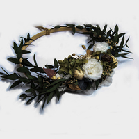 Hflora Nouvelle Conception Couronne Éternelle Faite à la Main Personnalisée Fleurs Conservées pour Noël, la Saint-Valentin, Thanksgiving, la Remise des Diplômes