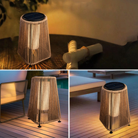 Rotin lumière solaire extérieur Patio jardin arrière-cour LED solaire alimenté éclairage de pont noël rétro osier verre pelouse éclairage