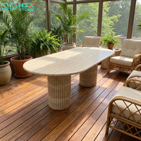 HZX STONE Plaque de marbre beige polie pour table à manger intérieure, durable, écologique, imperméable, découpée sur mesure
