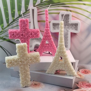 Rose Cross Silicone <b>Mold</b> Pink Light Gray Transparent Wedding DIY Candle Making Kit Customizable Shape YT24118 Series - Product Image 2