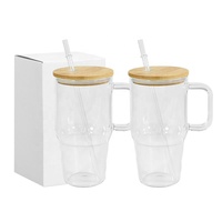 Gobelet en verre réutilisable écologique de 20 oz avec couvercle et paille, personnalisable avec logo, pour café glacé, boba, smoothie – Cadeau tendance pour les fêtes 2026