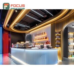 Mostrador de Servicio para Cafetería Creativa con Frente de Vidrio Templado, Área de Exhibición de Granos de Café, Mostrador de Servicio para Tostador de Café - Product Image 3