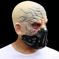 Masque en latex de clown monstre extraterrestre froissé avec appareil respiratoire, drôle et tendance, couvre-visage complet pour Halloween, cosplay, fête costumée