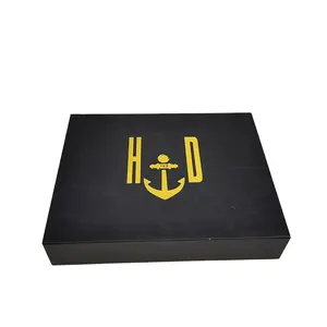 Черная жесткая картонная коробка для ювелирных изделий с логотипом под розовое золото на заказ