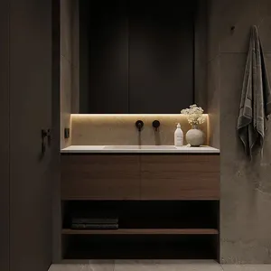 Foshan Factory Basin Oak Uv Sink With Bath Set Smart Bathroom Vanity Cabinet