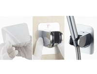 Support de Douche Moderne Auto-Adhésif en ABS Argenté pour Appartement, Support de Douchette à Main Réglable, Base de Fixation pour Lance de Pulvérisation, Rail Coulissant