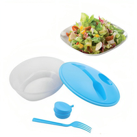 Boîte alimentaire réutilisable en plastique FOCUS, boîte à bento double couche triple compartiment avec ceinture et couverts