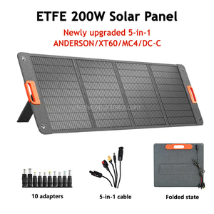 <b>Foldable</b> <b>Solar</b> <b>Panel</b> 200W Monocrystalline ETFE Black IP65 Outdoor Power Supply for RV Emergency Use - Product Image 3