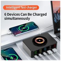 Pengisi Daya Nirkabel Listrik 6-in-1 GaN 140W Berkualitas Tinggi untuk Laptop dan Smartphone Mendukung PD 100W dan QC 3.0 Ramah Lingkungan