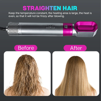 Vente chaude 2025 Ensemble de coiffure rouge rose, peigne chauffant à air chaud en une étape, boucleur avec brosse interchangeable, tête rotative, brosse sèche-cheveux
