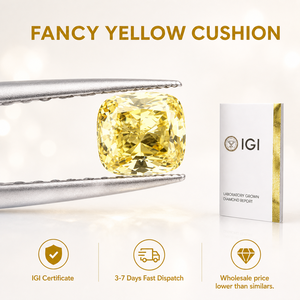 เพชรเหลืองแฟนซีทรงคุชชั่น CVD ผลิตในห้องปฏิบัติการ ได้รับการรับรองจาก IGI ระดับ VS SI - Product Image 2
