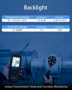 Anémomètre numérique WT8907 CFM/CMM, station météo, mesure de la vitesse et de la direction du vent, température/aménagement atmosphérique ambiant, données de température/humidité, plastique, WT8907 numérique A - Product Image 6