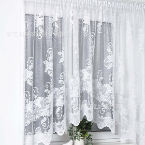 Wenxiang French Lace Curtains Scarf Valance Breathable Dustproof Rod Installation Translucent <b>Window</b> Treatment - Product Image 2