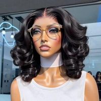 Perruques Bob Courtes Ondulées en Gros, 100% Cheveux Humains, Perruques Frontales en Dentelle HD 13x4 5x5, Perruque Bob Noire Naturelle Sans Colle, Fournisseur
