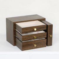 Mini armoire minimaliste en bois, boîte de rangement de bureau avec tiroir, finition noyer, petite boîte organisatrice pour la maison et le bureau