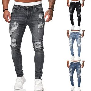 Pantalon de survêtement décontracté pour hommes, nouveauté, grande taille, Sexy, <span class=keywords><strong>jean</strong></span> déchiré, Slim, Biker, vêtements d'extérieur pour jeunes, été et automne - Product Image 2