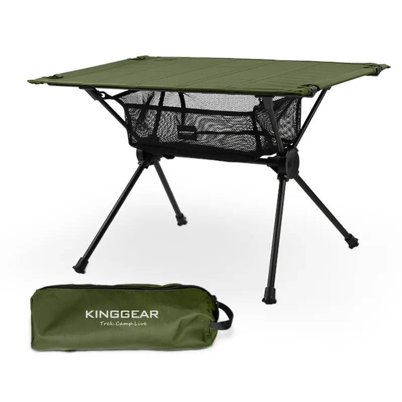 Kinggear mesa de mochila dobrável pequena, dobrável de alumínio para caminhadas, churrasco e acampamento ao ar livre