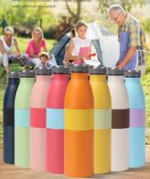 Flacon à vide en acier inoxydable à double paroi avec logo personnalisé Bouteille d'eau pour sports de voyage en plein air peinture en caoutchouc finition mate pour les affaires