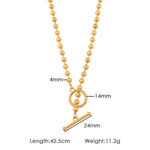 สร้อยคอจี้<span class=keywords><strong>ลูก</strong></span>ปัดทอง 18K ดีไซน์เก๋ ทันสมัย พร้อมตัวล็อกแบบ OT  วัสดุสแตนเลสสตีลสีทอง/สีเงิน  เครื่องประดับผู้หญิงสไตล์มินิมอล - Product Image 6