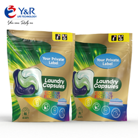 Capsules de lessive sans phosphate super concentrées 4 en 1, fonction lavage, protection des couleurs, adoucissant, parfum intense, OEM Doypack 50 pièces
