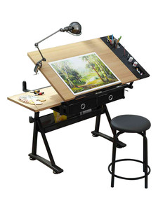 Mesa de Dibujo Infantil de Madera Maciza Estilo Americano con Altura Ajustable; Caballete de Arte; Mesa de Dibujo; Estación de <span class=keywords><strong>Trabajo</strong></span> para Diseñadores; Soporte para Pintura - Product Image 2