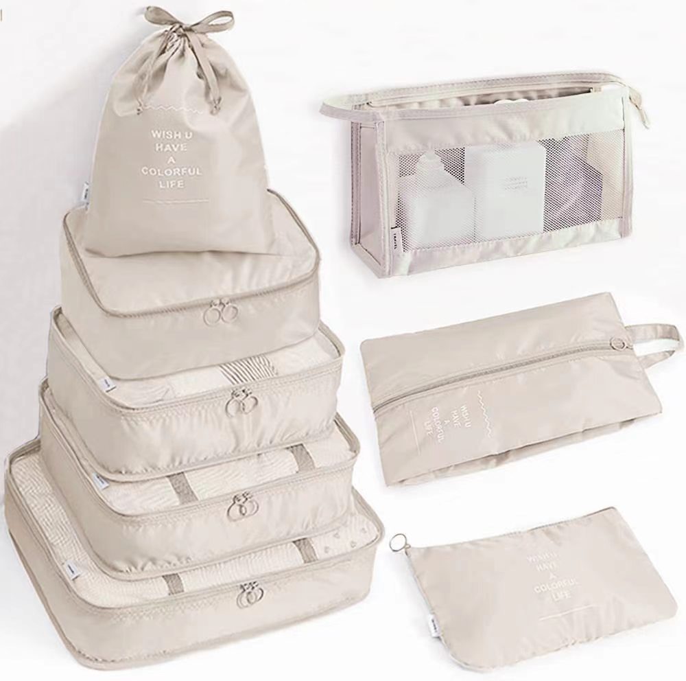 Luggage Storage Bag 8 Pcs Set Travel Organizer Bag For Carry On Suitcases Foldable Travel Cubes Set