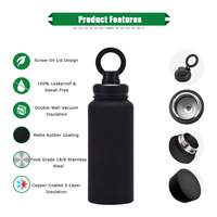Bouteille d'eau MagSafe de 32 oz avec support pour téléphone, en acier inoxydable, isolée, pour la salle de sport, les sports, avec logo personnalisé, gobelet de voyage