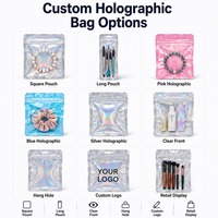 Tas Mylar transparan holografik cetak Digital kustom kemasan dapat digunakan kembali kunci ritsleting plastik mudah terurai