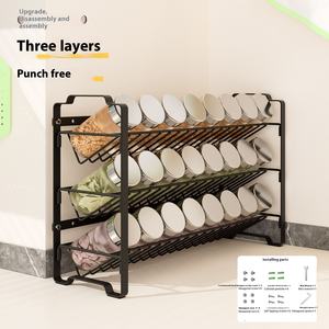 Estante de almacenamiento de especias de ABS de Metal para colgar en la pared transfronterizo de tres capas, armario de escritorio de cocina con cesta de condimento de hierro plano - Product Image 6