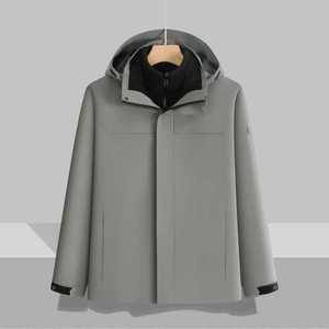 Men's Hooded Parka Solid Color Fleece Lined Windproof Breathable Outdoor Wear - Product Image 3