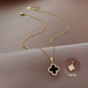 Factory Direct Luxury Four-leaf Clover <strong>Titanium</strong> Steel Necklace Simple Clavicle <strong>Chain</strong> Large Earrings Four-leaf Necklace <strong>Chain</strong> - Product Image 2
