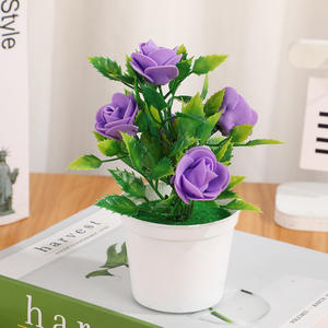 Plante artificielle en pot <span class=keywords><strong>de</strong></span> <span class=keywords><strong>rose</strong></span> en plastique, décoration créative pour la <span class=keywords><strong>maison</strong></span>, verdure, paysage, fausse plante en pot, ornement - Product Image 4
