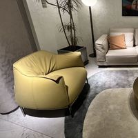 Design italien Siège unique Bras cuir synthétique tufté Midcentury Modern Leisure Sofa Chair Set for Hotel Home Office Living