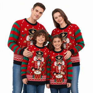 <span class=keywords><strong>Su</strong></span>éter Navideño Familiar a Juego con Patrón de Soldado Cascanueces y Tambor, Conjunto de Punto para Él, Ella y Niños para Fiestas Navideñas - Product Image 2