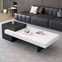 Mesa de Centro Rectangular de Cuarzo, Estilo Italiano Moderno, Minimalista y de Lujo Ligero, con Marco Acrílico, Ultra Simple y de Alta Gama