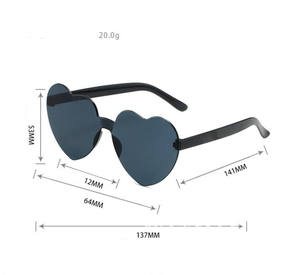 Lunettes de soleil multicolores en forme de cœur sans monture pour femmes, cadeaux de fête en gros aux couleurs bonbon, fournitures de fête - Product Image 4