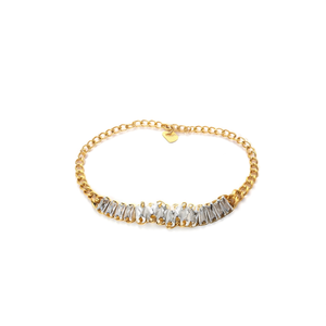 Fashion Chain <b>Bracelet</b> Gold Plated 316L Stainless Steel <b>Crystal</b> Inlay Adjustable Link Design - Product Image 2
