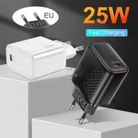 Cargador de pared PD de 25W, bloque de viaje de carga rápida, adaptador de cargador de enchufe de EE. UU. UE para Huawei Xiaomi