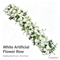 Guirlande de roses artificielles en soie blanches pour chemin de table de mariage, décoration de banquet, demande en mariage, arche de mariage, longue décoration florale pour fête
