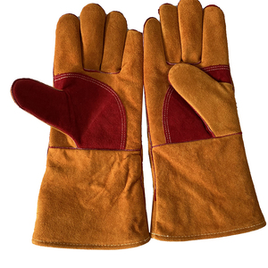 Pulgar Palma resistente al calor reforzado vaca cuero dividido mano trabajo seguridad desgaste arco MIG argón soldadura de invierno guantes de soldador - Product Image 1