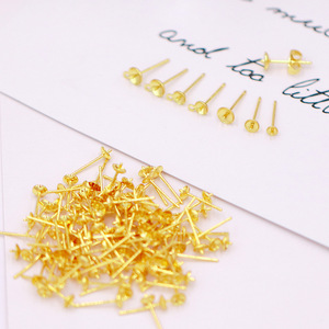 S925 Silver Earring <b>Post</b> 18K Gold Plated <b>Round</b> Shape For Earring Making DIY Jewelry Findings Components - Product Image 4