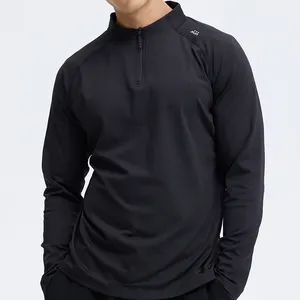 Mens Compression Shirt Slimming Body Fitness Long Sleeve Printing T Shirt 1/4 Zipper Athletic Shirt For Men