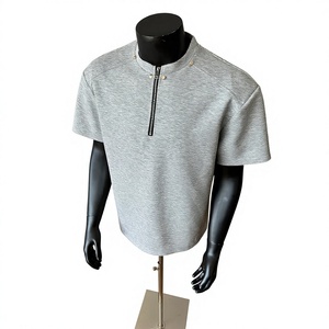 T-shirt Henley da <span class=keywords><strong>uomo</strong></span> con mezza zip e colletto alla coreana, casual, a maniche corte, tinta unita, traspirante, <span class=keywords><strong>taglie</strong></span> forti - Product Image 3