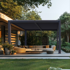 Freestanding Electric Motorized Aluminum Outdoor Bioclimatic Pergola <strong>Retractable</strong> <strong>Roof</strong> Rainproof UV Garden <strong>Gazebo</strong> - Product Image 2