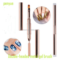 2025 nouveauté brosse à ongles à double usage bonne poignée en métal avec doublure sertie en forme de cheveux ovale plat pour vernis à ongles Gel acrylique