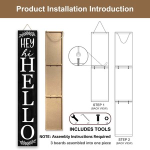 Letrero de Madera Personalizado para Porche, con la Leyenda 'Hola', Letrero de Bienvenida para Puerta Principal, Decoración de Pared para Hogar y Jardín - Product Image 3