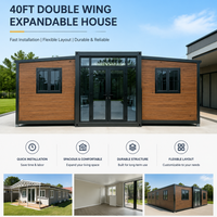 Maison conteneur extensible de 40 pieds, 3 chambres, moderne, préfabriquée, modulaire, à double aile, pliable, villa habitable de 40 pieds